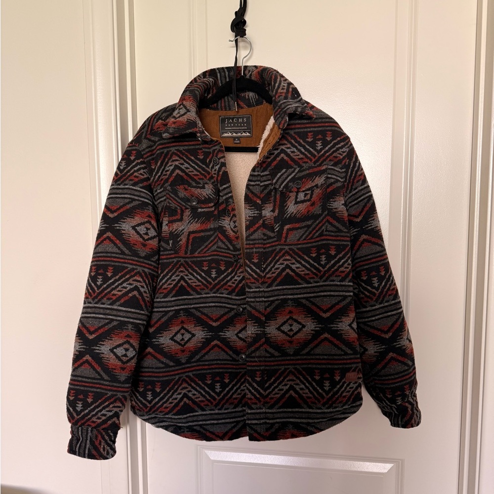 Jachs New York Black & Rust Patterned Fleece Shacket